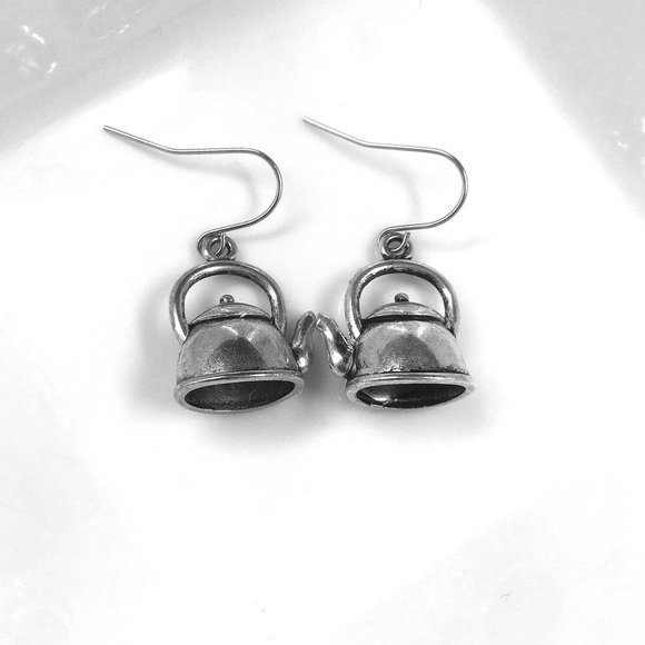 Miniature Kettle Teapot Coffee Pot Coffee Maker Gift Charm Earrings - Picture 3 of 3